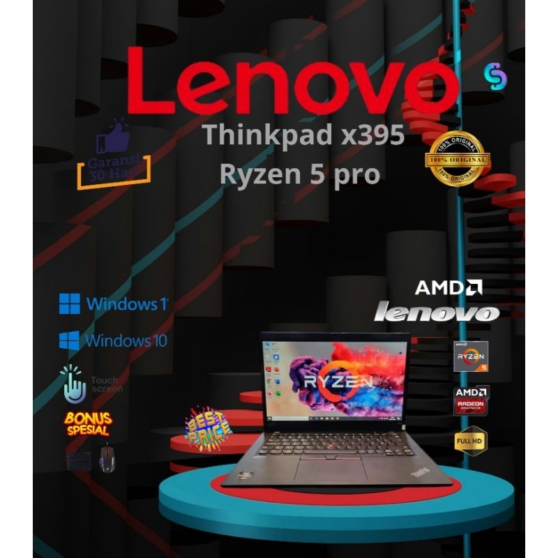 Laptop Lenovo X395 Ryzen 5 pro Touchscreen Ram 16GB SSD 1TB Original Bawaan Dan Bergaransi