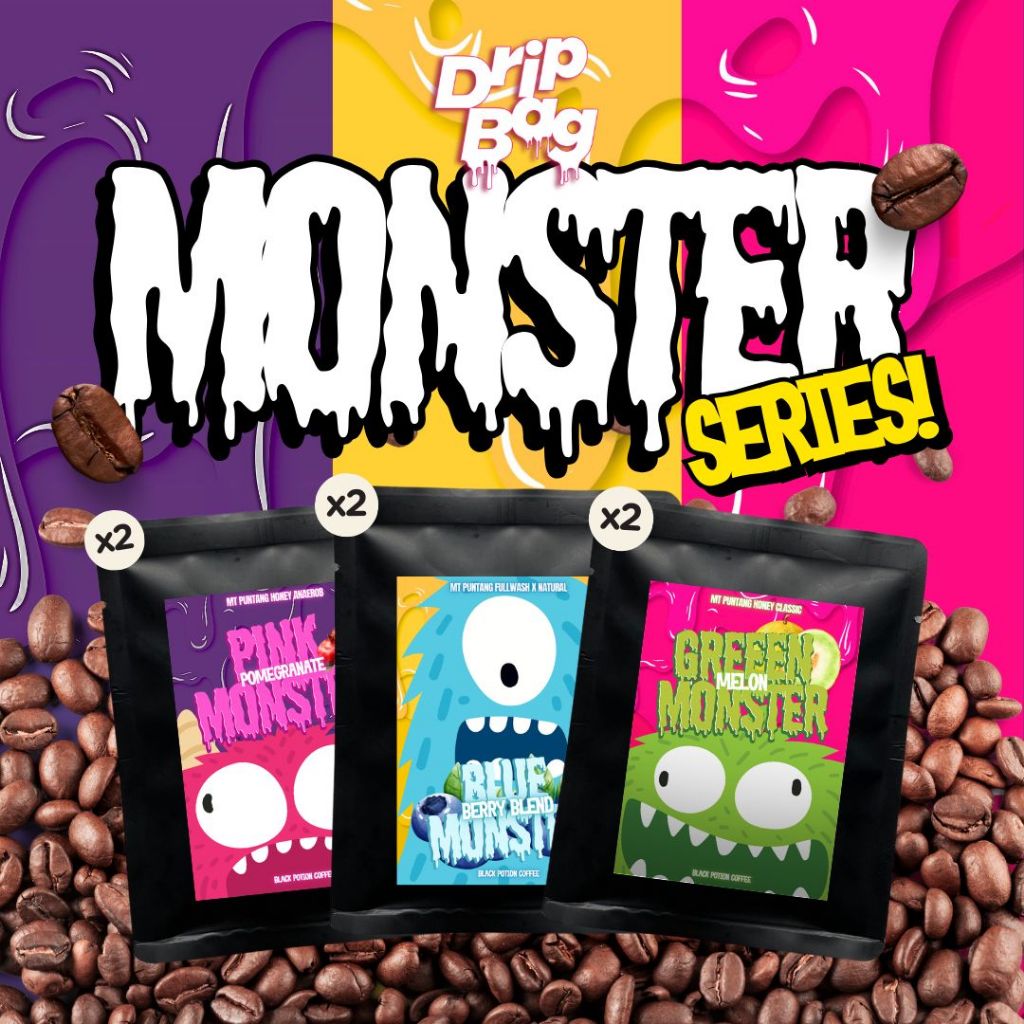 

Monster Series Drip Bag Coffee Instant (6pcs) filter kopi Bubuk By Black Potion Roastery