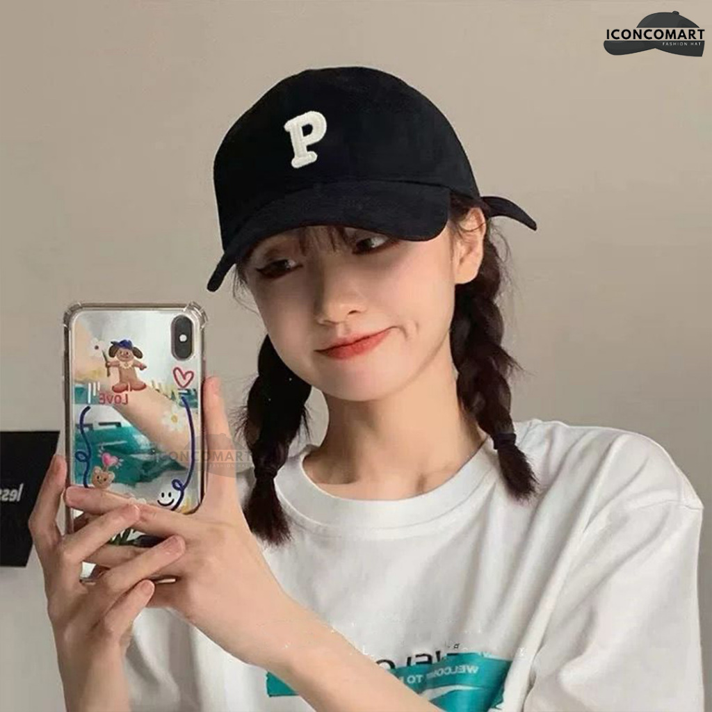 Topi Baseball Pria & Wanita Snapback LOGO P / Topi Style Korea Keren - MF-201