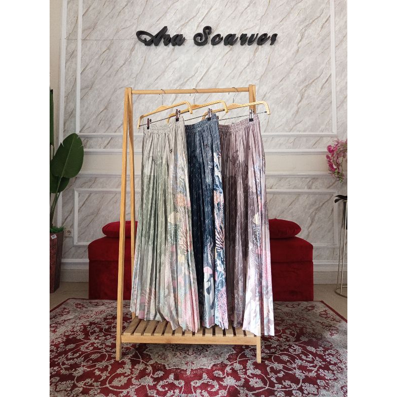 Rok Plisket Motif Rania Coral