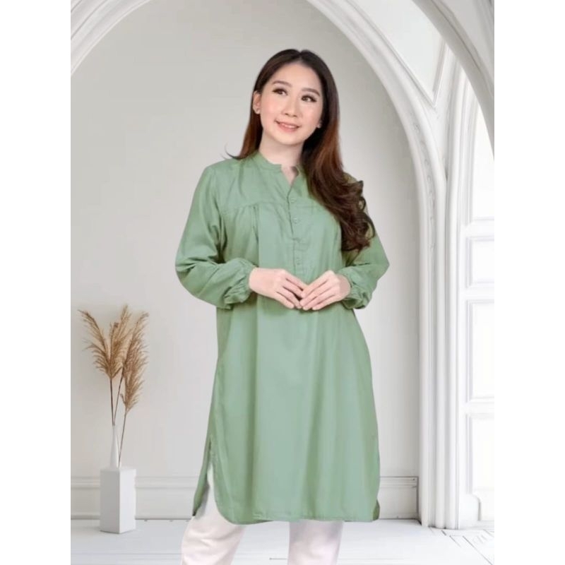 KUALITAS SUPER LONG TUNIK WANITA KEKINIAN - LENGAN PANJANG POLOS DAN JUMBO
