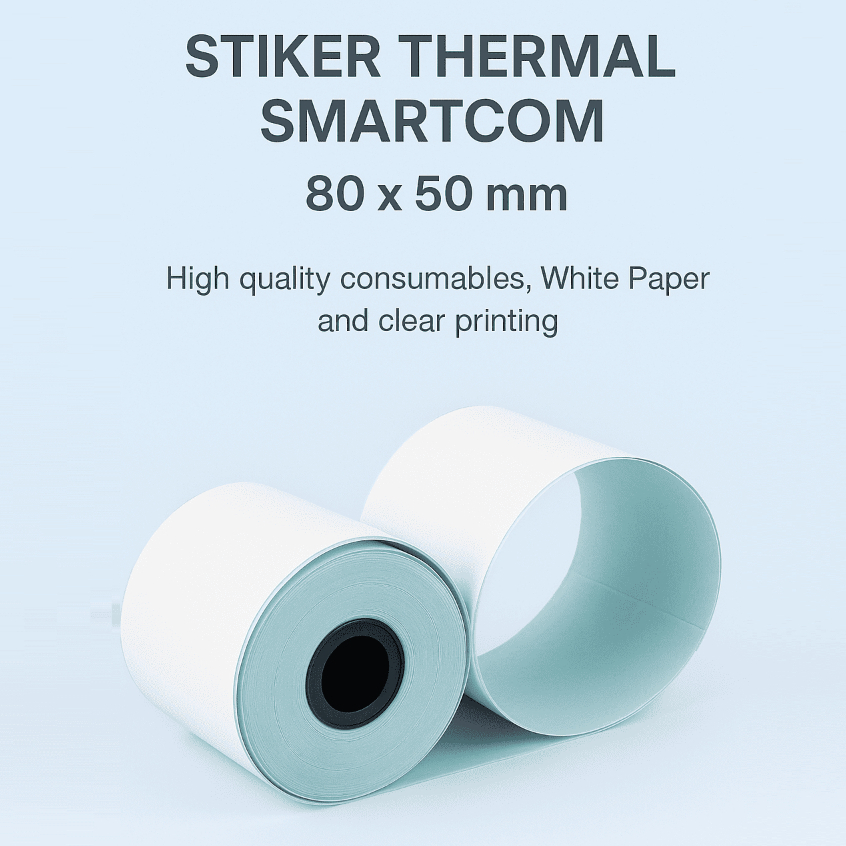 

SMARTCOM Kertas Stiker Label Printer Thermal 80x50mm Continuous 80 x 12 Meter