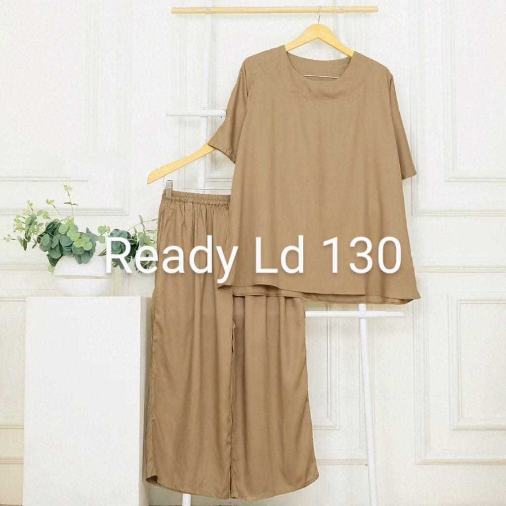 ONE SET ANDIN 7/8 SETELAN WANITA POLOS JUMBO LD 130 BAHAN CRINGKEL BAJU PIYAMA WANITA
