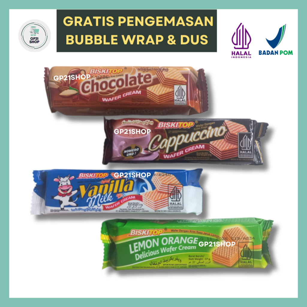 

Biskitop Wafer Cream Mini 27gr - Biskuit Wafer Harga 1000 Seribu Cemilan Snack Jajan Murah Enak