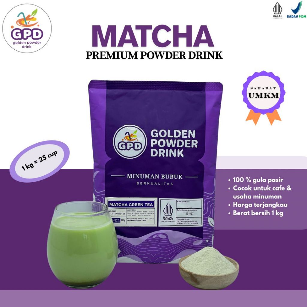 

Bubuk minuman Premium - Matcha Greentea 1KG - Golden powder drink