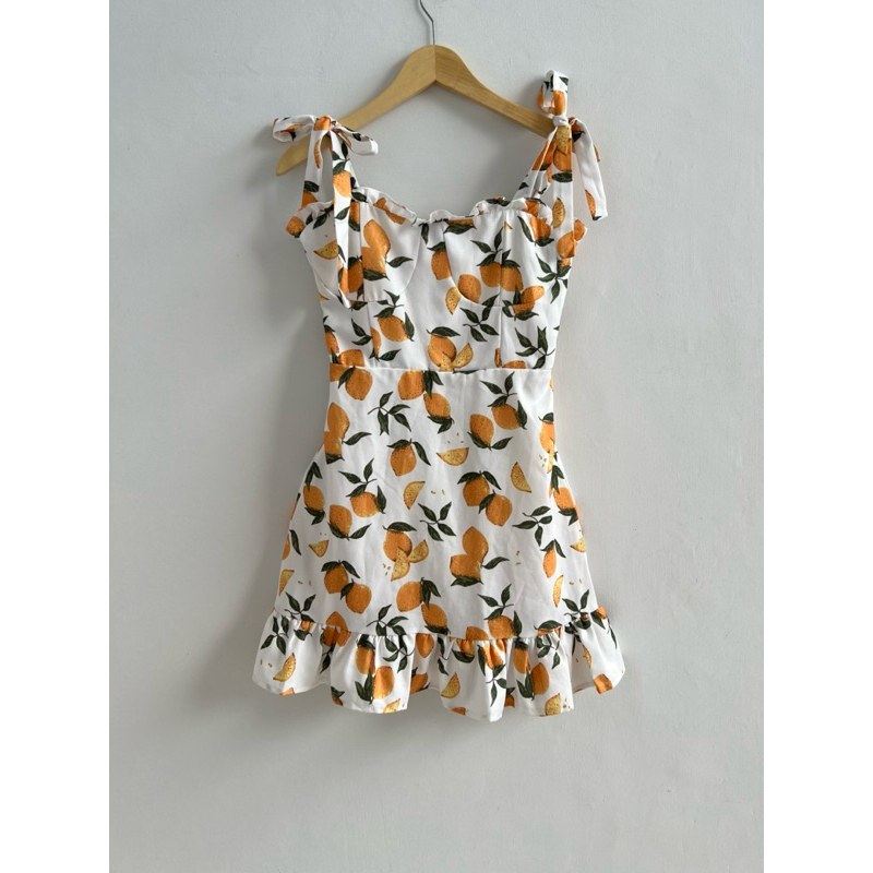 [CLOUDEE] Dress Pantai Mini Korea Lemon Putih