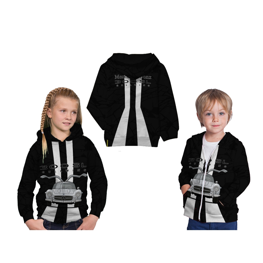 Jaket Hoodie Zipper Anak Anak Mercedes Benz 300SL Gullwing Mobil Balap art 1 - 2 VERSI 2025 Custom F