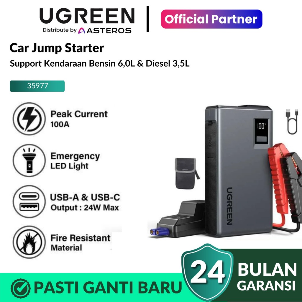 UGREEN Car Jumper Starter Portable Powerbank 12000mAh 1000A Charger Aki Mobil Motor 35977