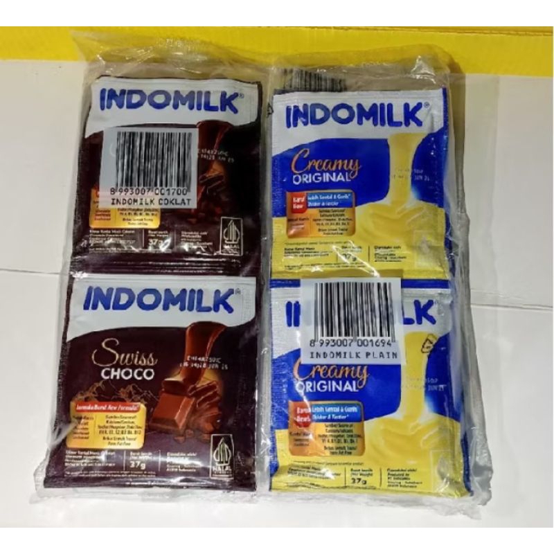 

Indomilk sachet susu kental manis putih dan coklat renceng isi 6 sachet
