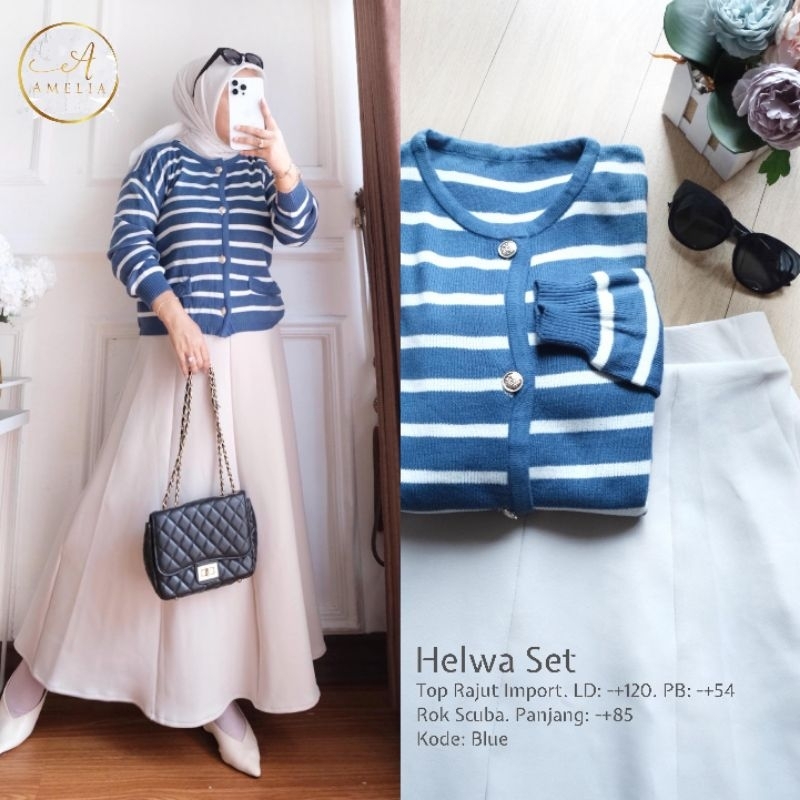 Helwa Set Kaos Rajut Rok Ld110 Cantik Kekinian