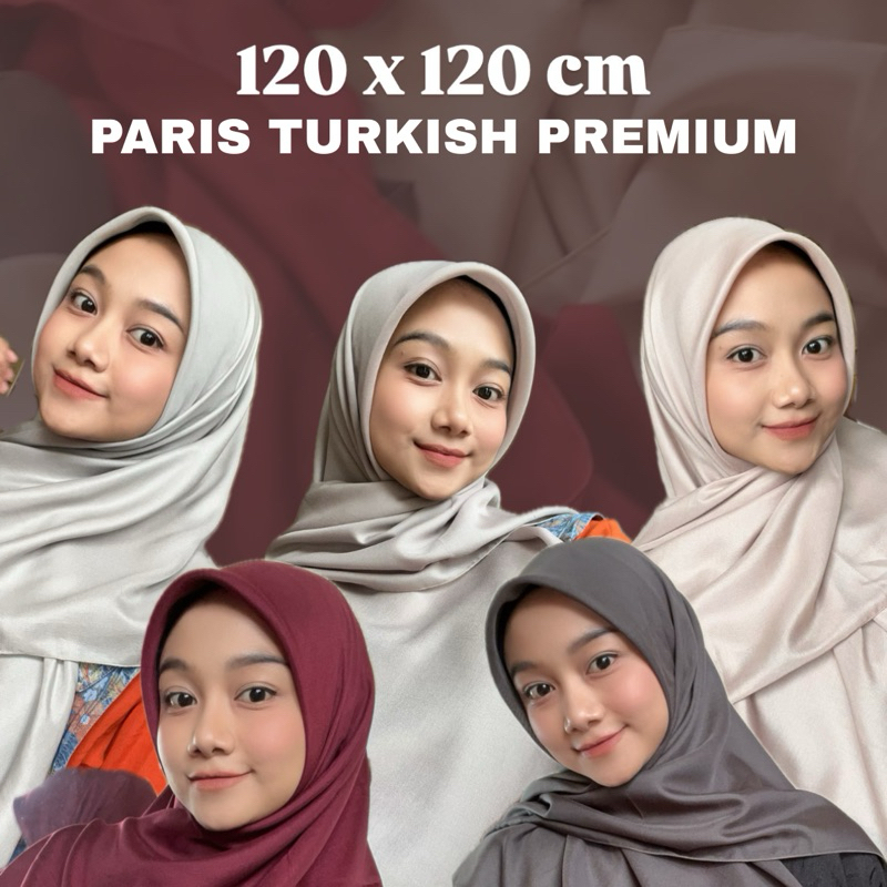 120x120 cm Scarf Hijab Kerudung Jilbab segi empat Paris turkish Japan jepang syari casual polos prem
