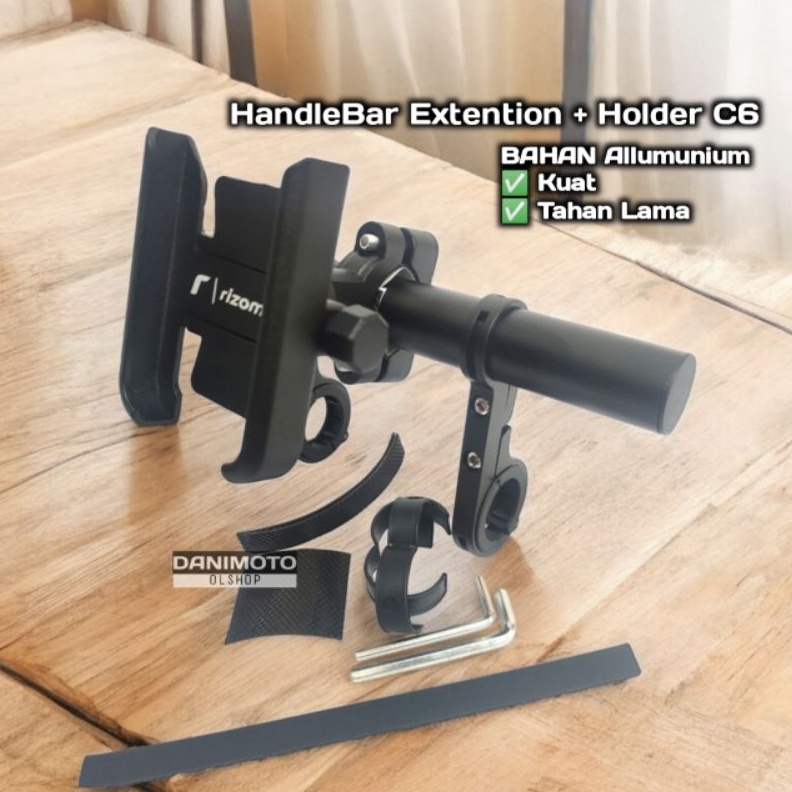 KODE L46Q Holder Extender HP PAKET Stang Sepeda Motor Alumunium Logam Bracket Dudukan ADV PCX Beat S