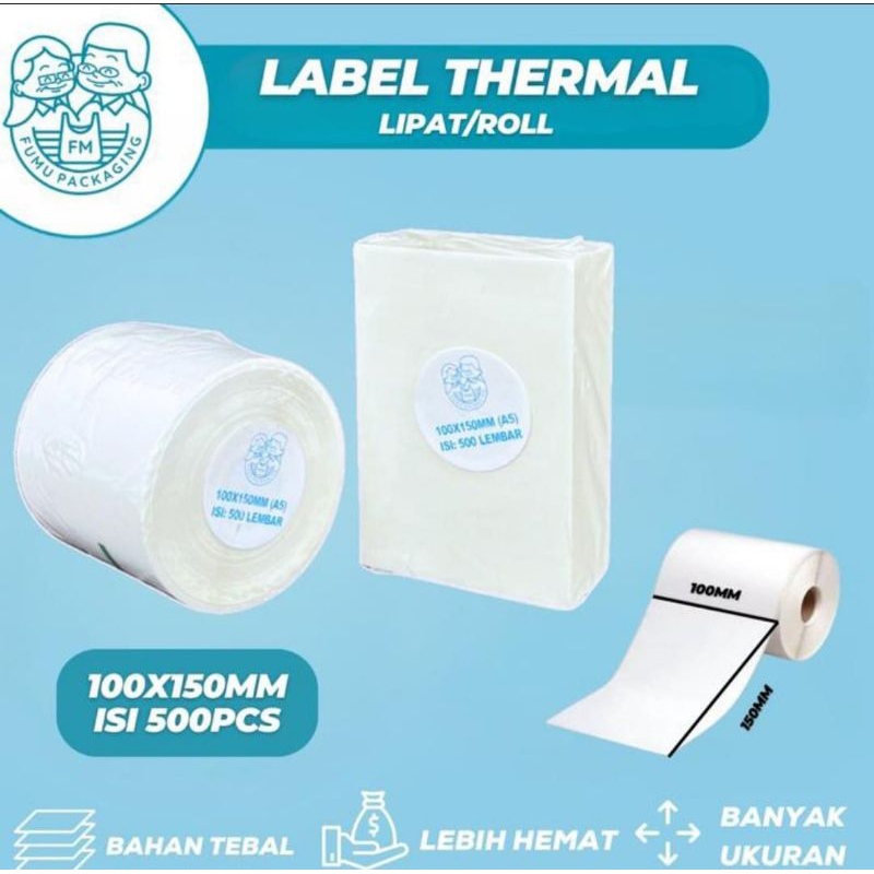 

Promo Label Thermal/Sticker Barcode 100150mm isi 500pcs Premium Grosir Termurah Kertas Putih-PAUS
