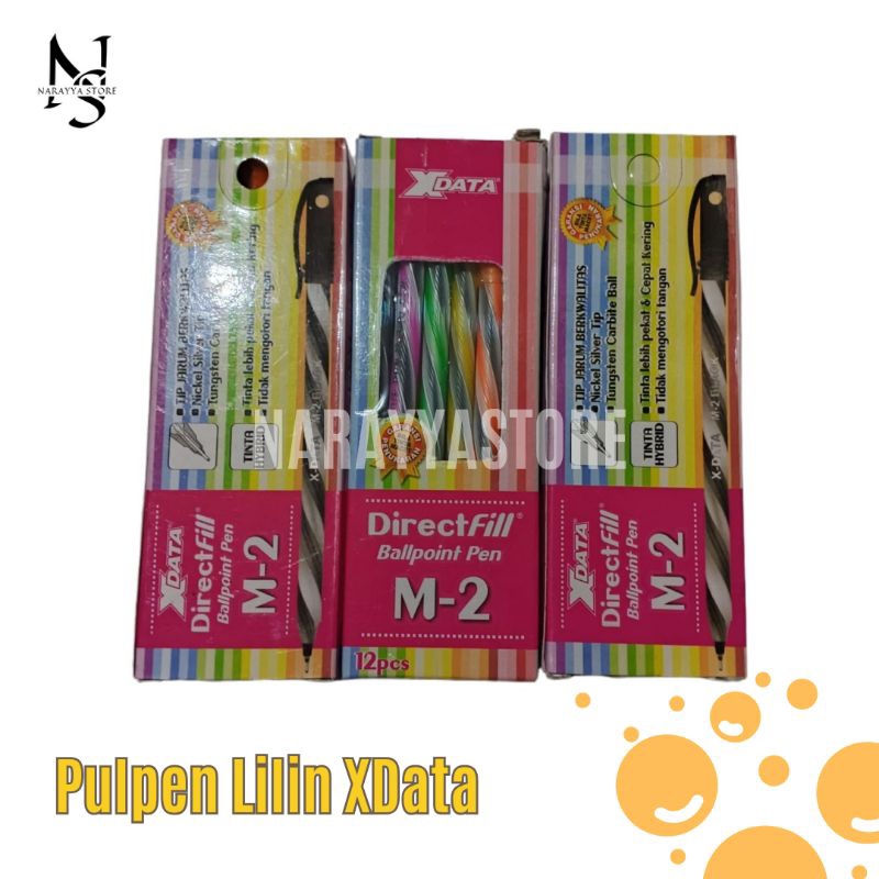 

[Narayya] Ballpoint Pen M-1 XData | Pulpen Lilin Murah | Pena Tinta Hitam