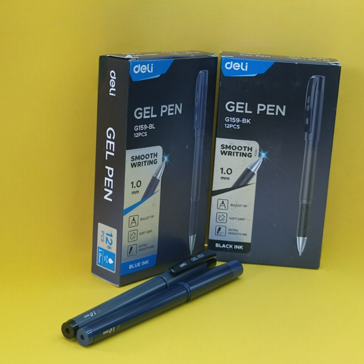 

Pulpen Gel /pena gel Deli EG159-BK & EG159-BL Soft Grip 1.0mm – Tinta Hitam & biru