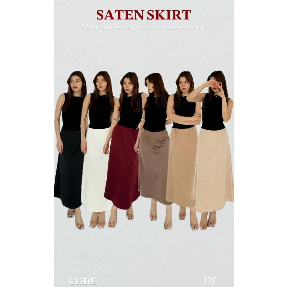 A Line Midi Skirt Satin #S019000214