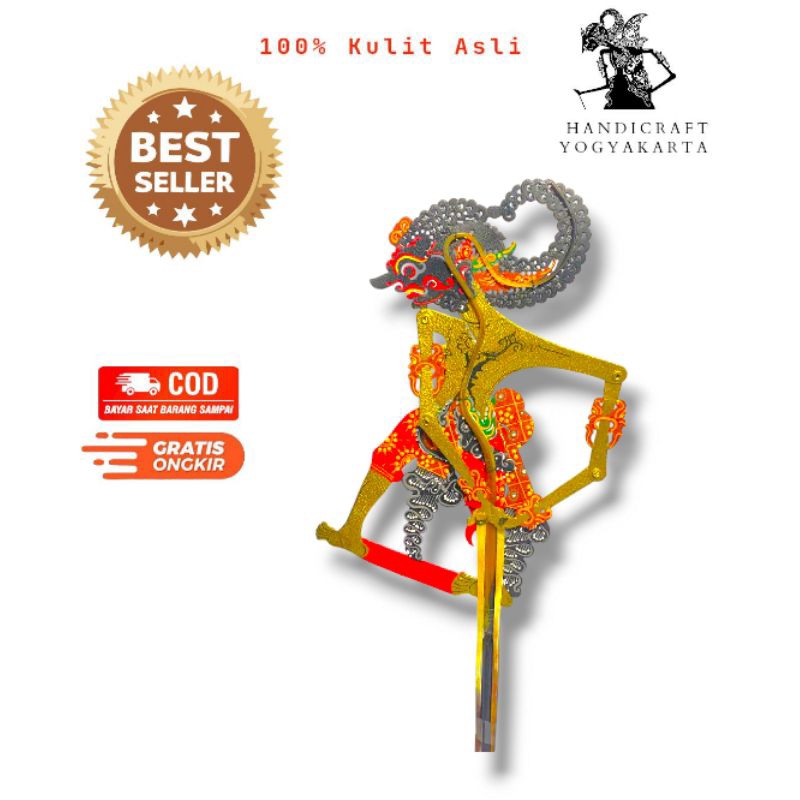 Souvenir Wayang Kulit Mini Caperan Super 20 Cm-Bima Werkudara Werkudoro