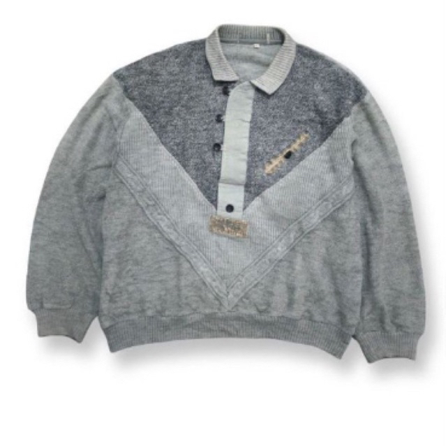 Sweater Rajut kerah preloved handuk lengan balon knitwear