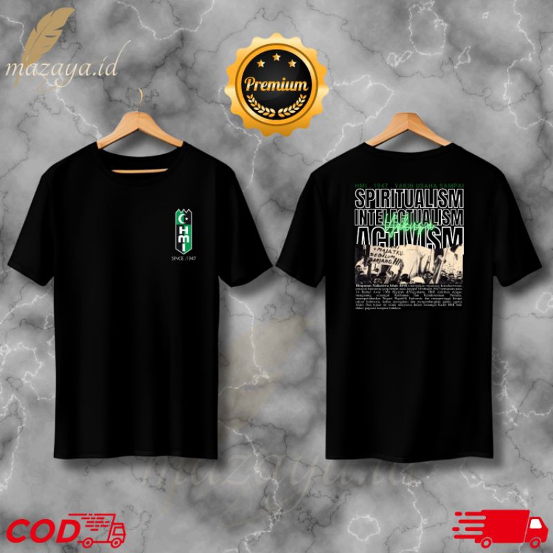 KAOS / TSHIRT ORIGINAL HMI YAKUSA / BISA COD / HIMPUNAN MAHASISWA ISLAM / PENDEK WARNA HITAM / SABLO