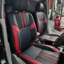 kulit jok Mobil Abu-abu dengan Kerudus Hitam Merah