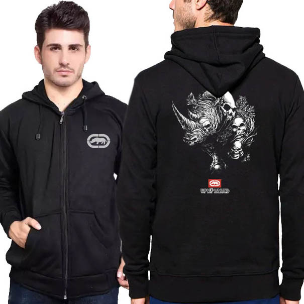 Zipper Hoodie Ecko UNLTD x G-Unit Hoodie Ritsleting Unisex Bahan Black Cotton Fleece | Size M L XL X