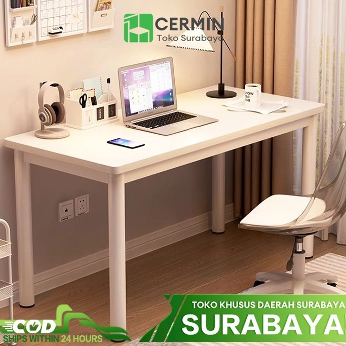 COD  Meja Belajar Kayu Meja Kantor Besi Meja Kerja Minimalis Meja Putih Meja Komputer 14CM