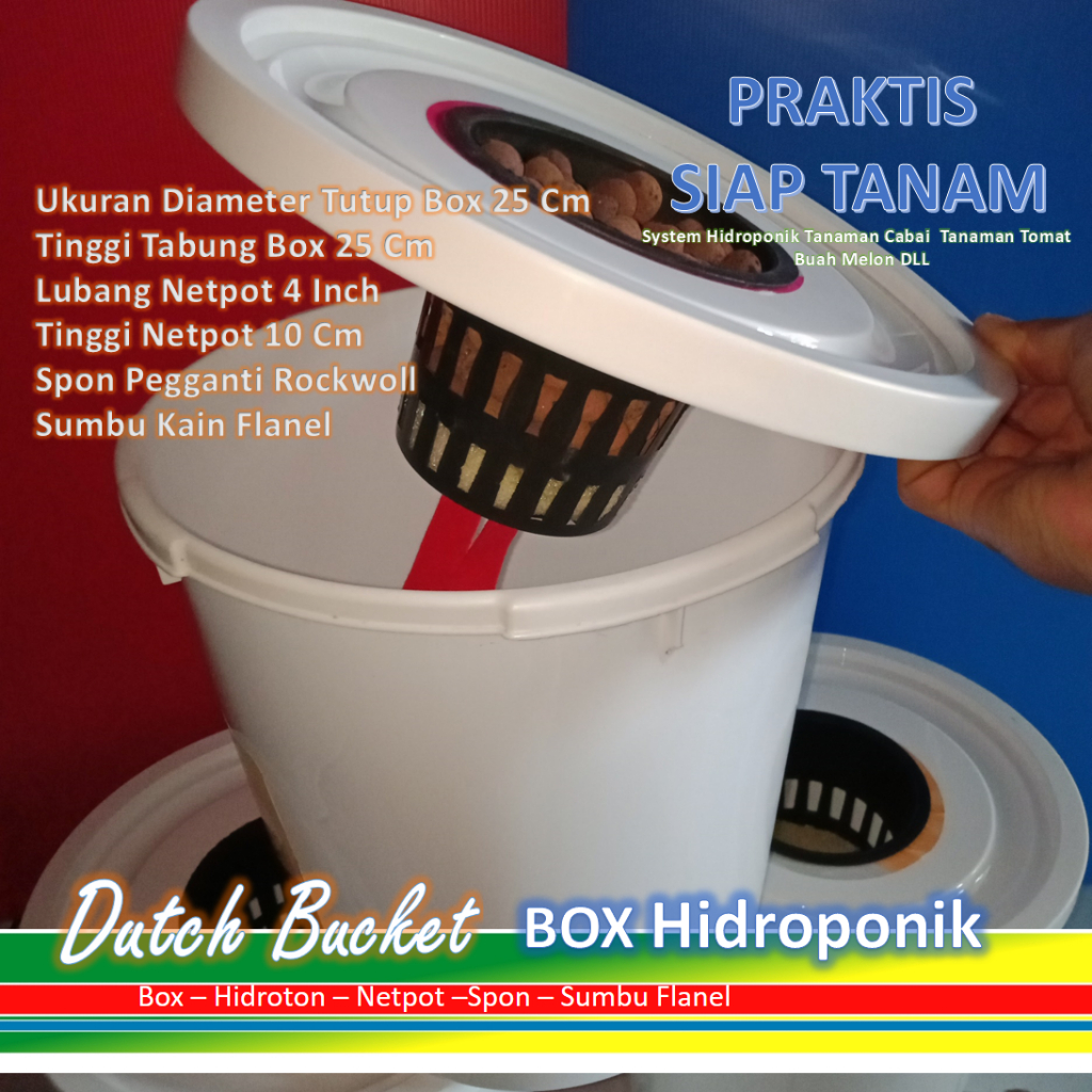 Pot Tanaman Hidroponik - Box Hidroponik Dutch Bucket Tanaman Hidroponik Lengkap Hidroton