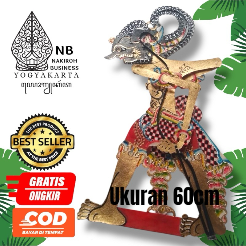 NAKIROHBUSINESS WERKUDARA / WERKUDORO Wayang Kulit Sapi Asli Werkudara Bahan Kulit Sapi