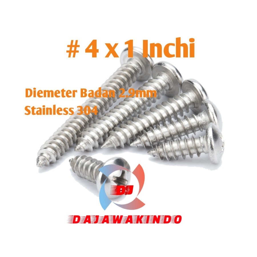 Sekrup Tapping Stainless 4 x 1 / Tapping PH Stainless 304