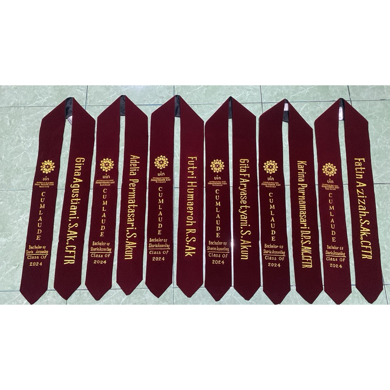 Selempang Wisuda Bludru Custom – Warna, Desain &Nama Bebas Request | Bandung