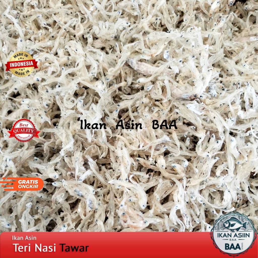 

Ikan Teri Nasi Tawar Putih Kering Kualitas Export / Pekbut 250gram, 500gram, 1kg