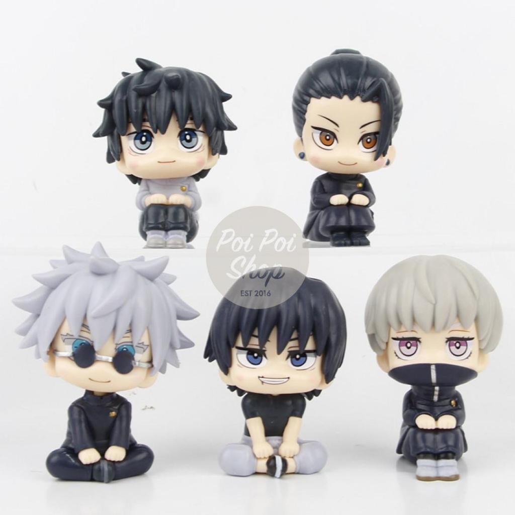 Figure Jujutsu Kaisen Lookup Gojo Inumaki Geto Yuta Chibi Action Figure Rukkapu Duduk 10Cm Mainan