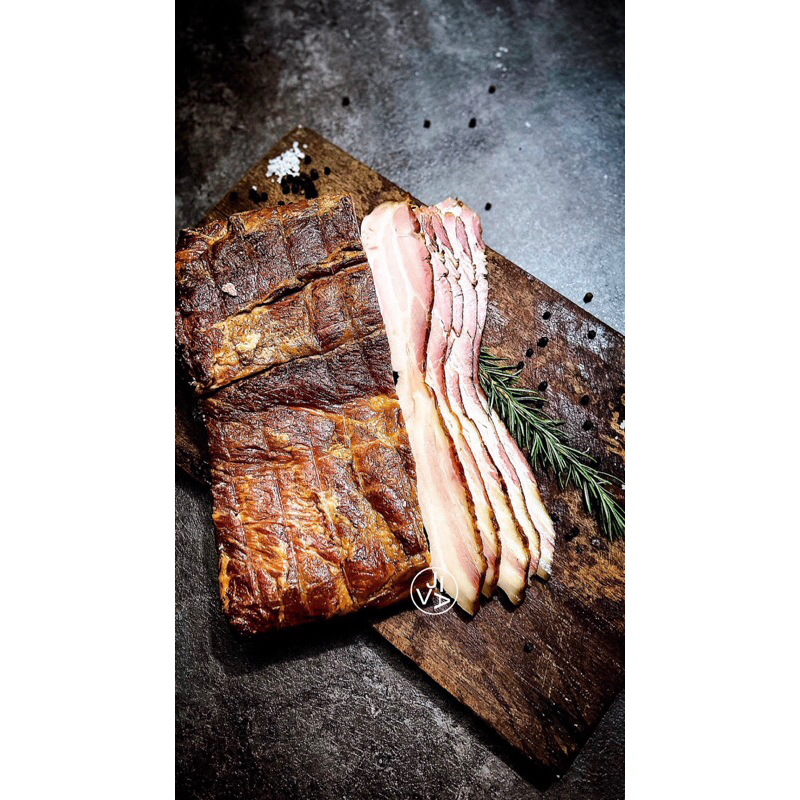 

smoke pork bacon 250grm ready to eat