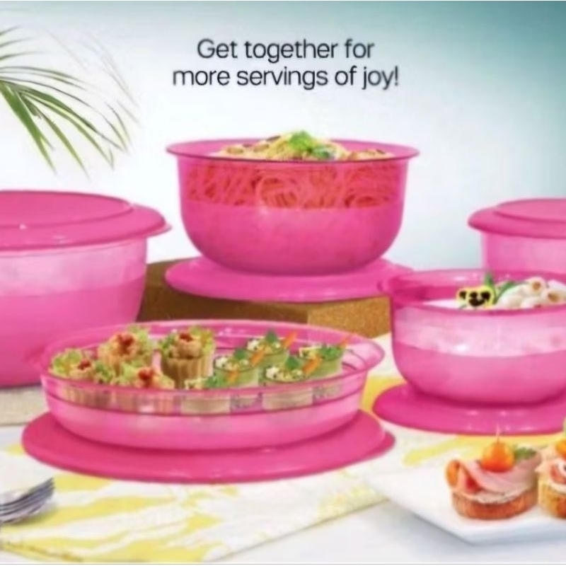 Tupperware Table Collection 1.3L / 3.5L / 6L  ecer satuan magenta fuschia Prism bowlmangkuk saji man