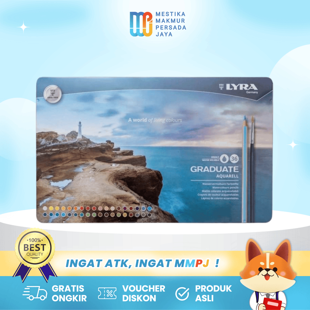 

Lyra Graduate Aquarell – Pensil Warna Isi 36 Warna dalam Kotak Metal / Watercolor Pencils 2881360