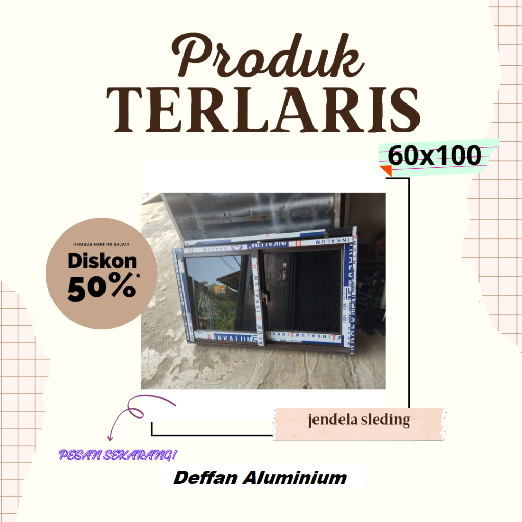 kusen jendela aluminium sliding 60x100