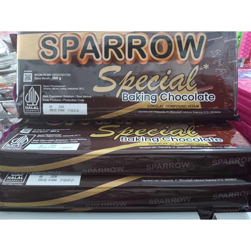 

Chocolate Compound Sparrow 500gr / Cokelat Batang Dark Compound