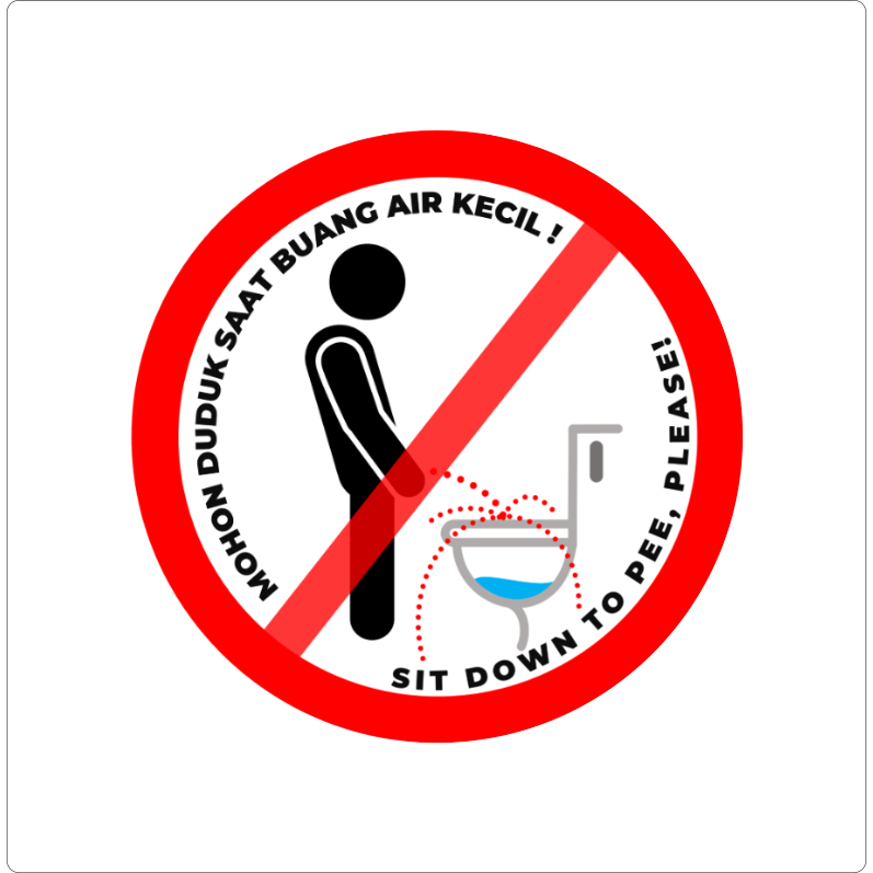 

Stiker Himbauan Mohon Duduk Saat Buang Air Kecil Stiker Vynil Diameter 14cm