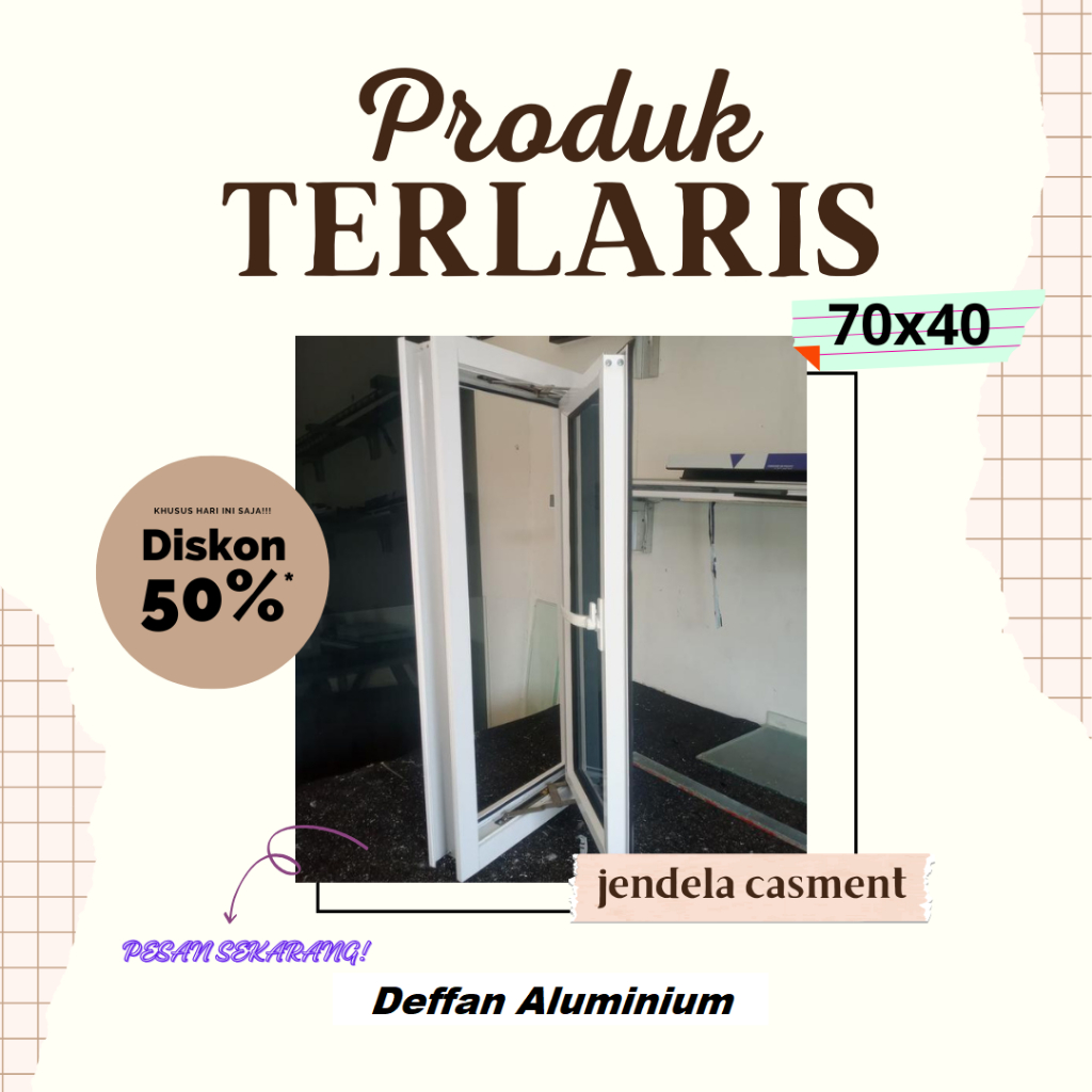 jendela aluminium casment 70x40