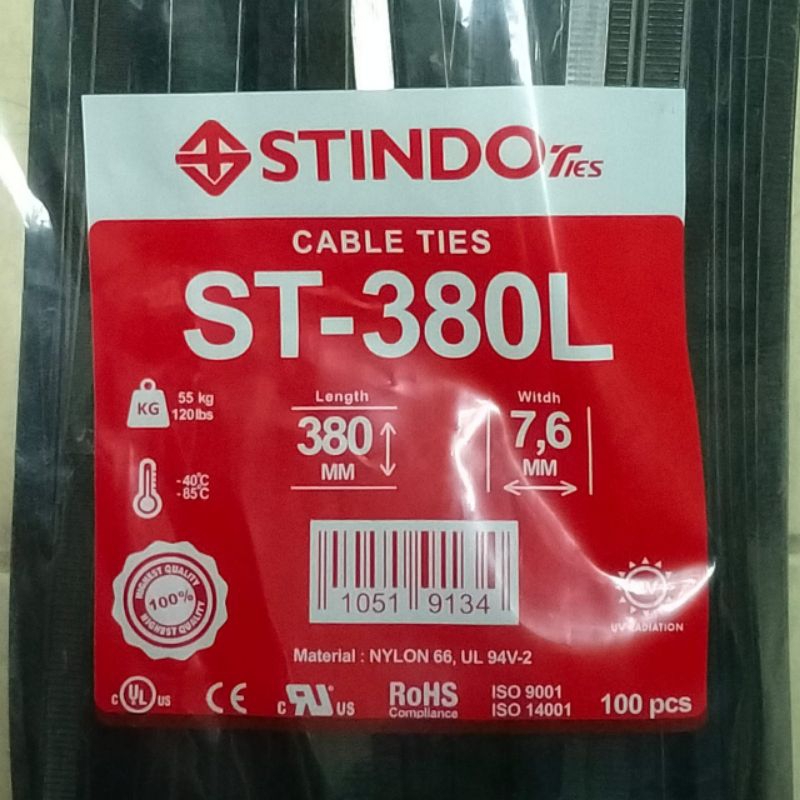 

kabel tis cable ties stindo 7,6 x 380mm (38cm) hitam tebal termurah