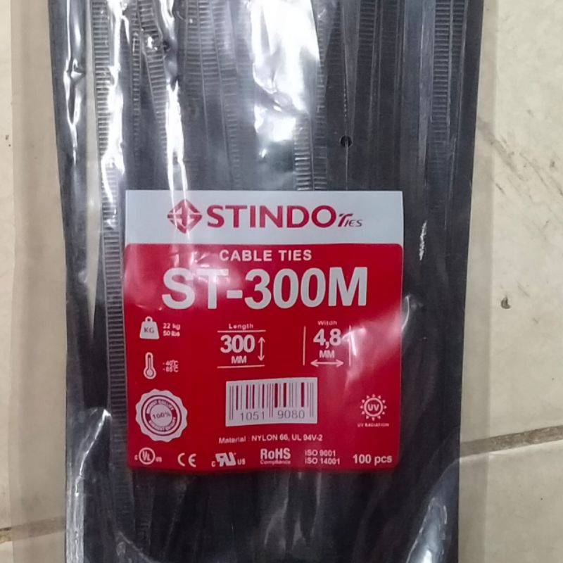 

kabel tis cable ties stindo 4,8 x 300mm (30cm) hitam tebal termurah