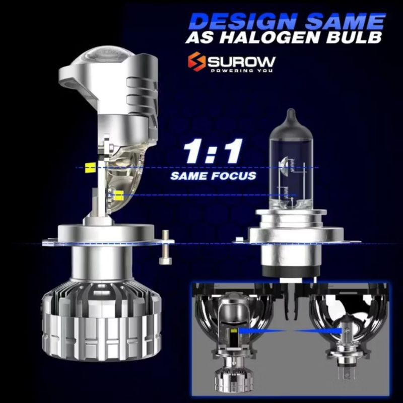 LAMPU Led Mobil Motor H4 Mini Projector Projie Surow Mt5 Super Terang 50 Watt