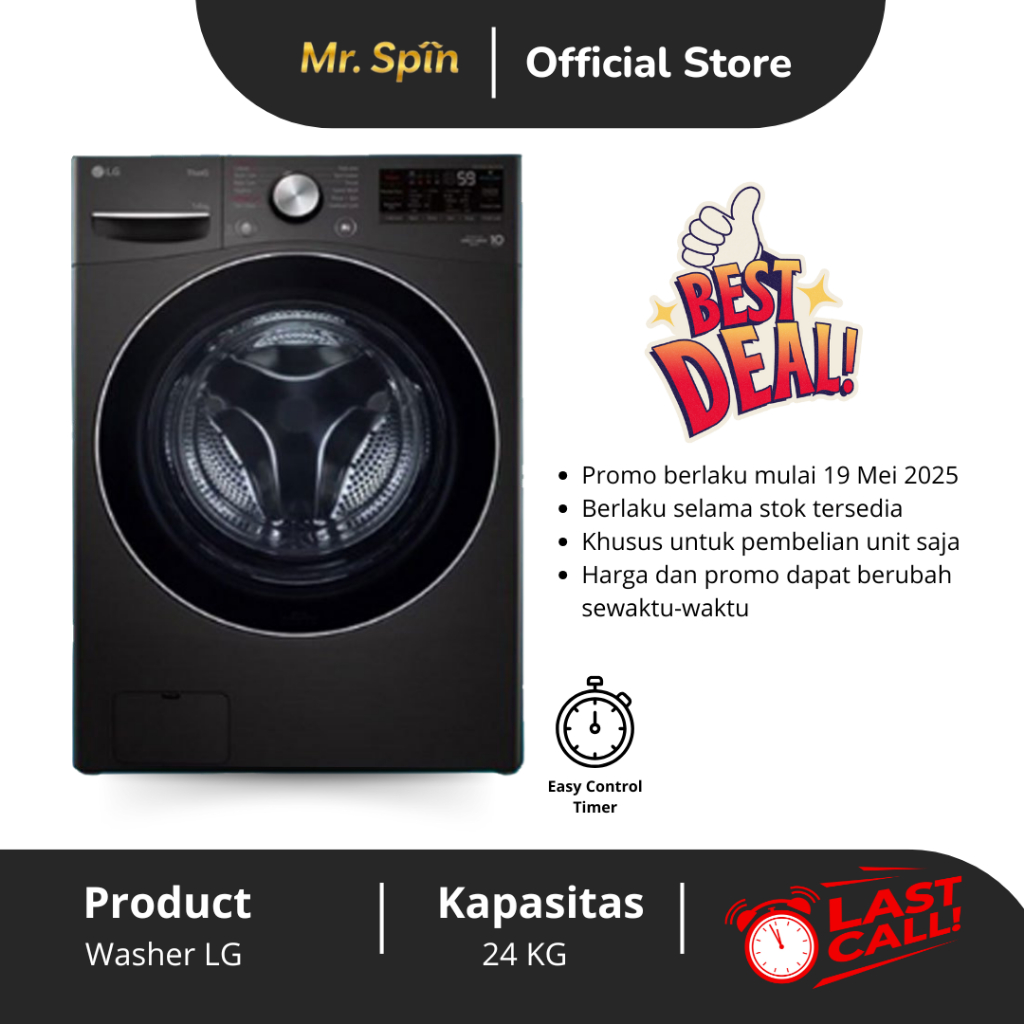 Mesin Cuci 24 kg LG Front Loading | Washer LG 24 kg Front Loading | SUPER PROMO