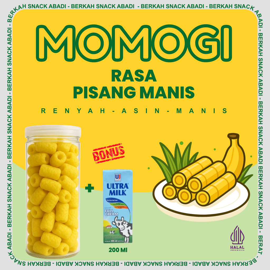 

Snack Momogi Rasa Pisang Manis 140Gr + Susu Ultra Milk 200Ml
