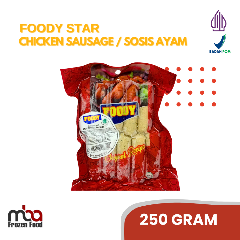 

Foody Star Chicken Sausage / Sosis Ayam 250 gr /Sosissapi /Sapi /Sosis /Daging /Kornet /Sate /Snack /Camilan /Dagingsapi /Dagingayam /Ayam /Frozen food