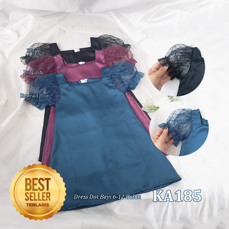 Dress Anak Bayi Perempuan Warna Hitam Emerald Blue Burgundy 6 12 Bulan Model Import Korean Style
