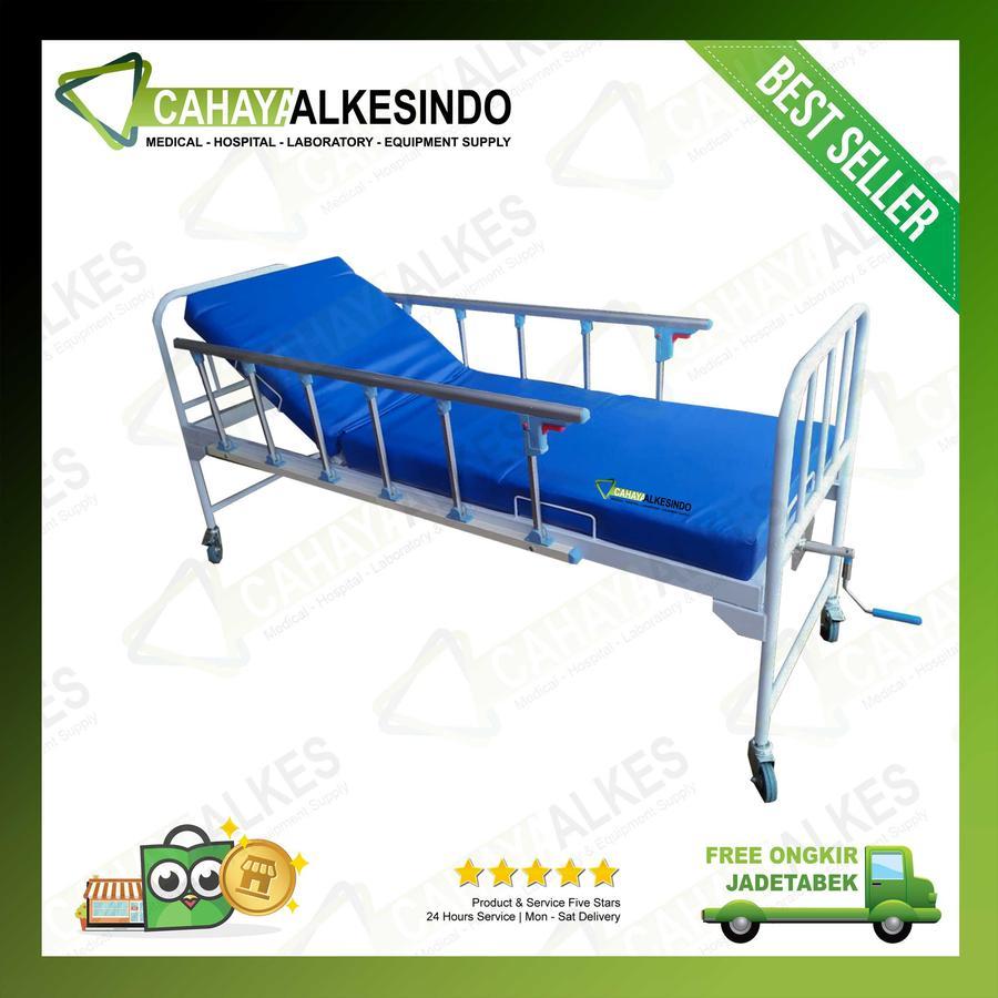Bed Pasien Ekonomis 1 Engkol With Siderail Alumunium