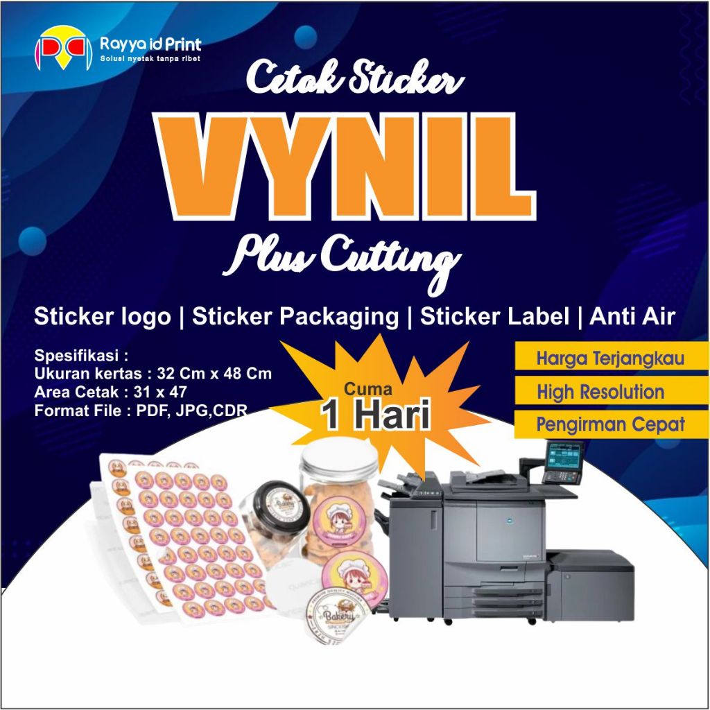 

CETAK STICKER VYNIL & TRANSPARANT A3+ CUTTING MURAH | PRINT A3+ JAKARTA MURAH