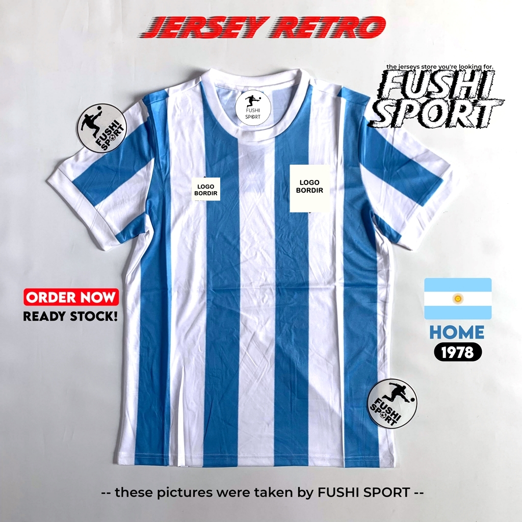 RETRO | Jersey Baju Bola Argentina Home World Cup Piala Dunia 1978