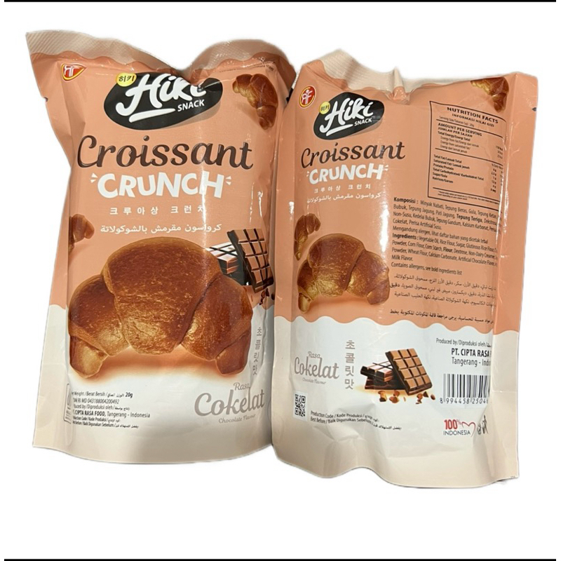 

HIKI SNACK CROISSANT CRUNCH [1 BUNGKUS @20G] | CROISSANT COKELAT | SNACK ROTI CROISSANT